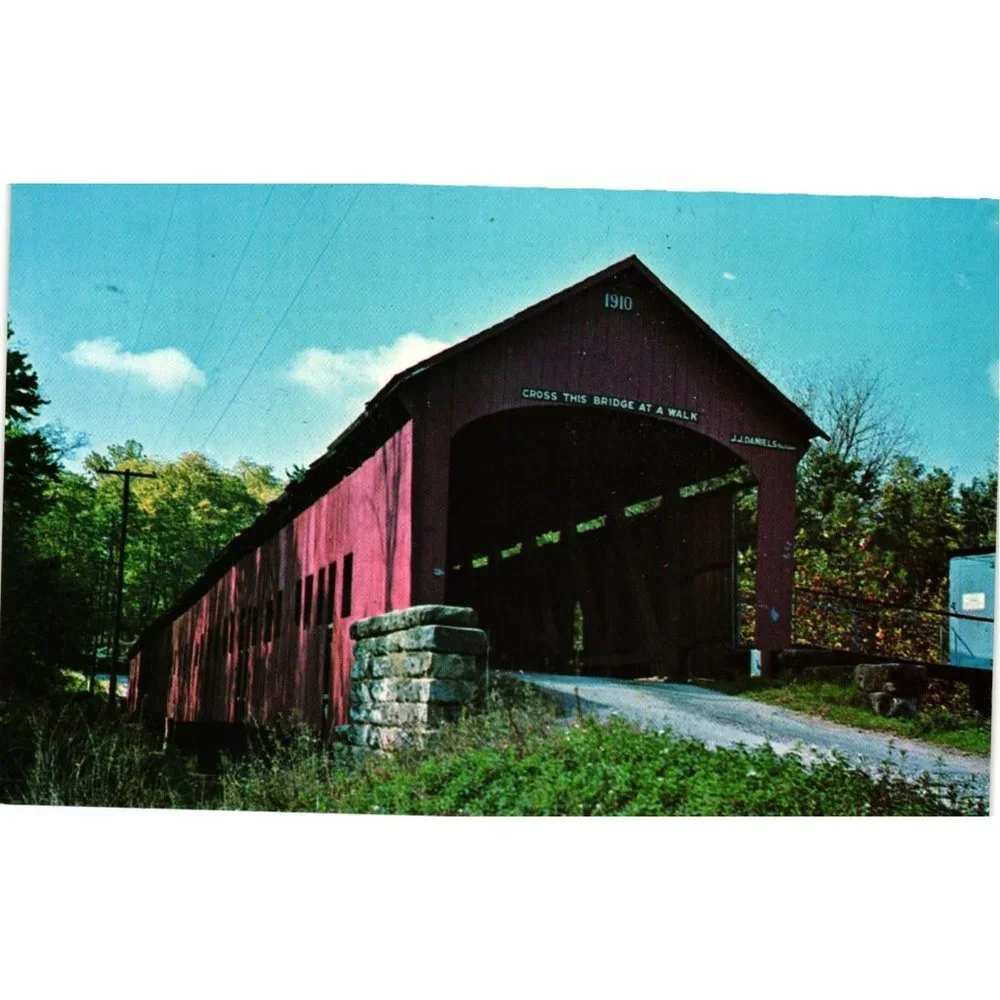 Roseville Covered Bridge Postcard Travel Souvenir Unposted Parke County Indiana